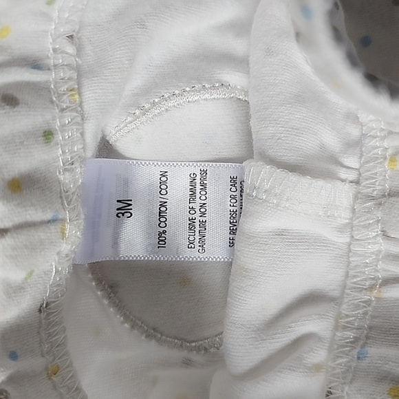 0-3m White bunny tail footed pants 100% cotton - Picture 2 of 3